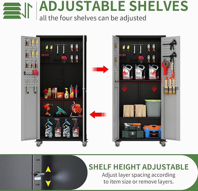 Garage Metal Storage Cabinet, Heavy-Duty Shelving Unit - Image 6