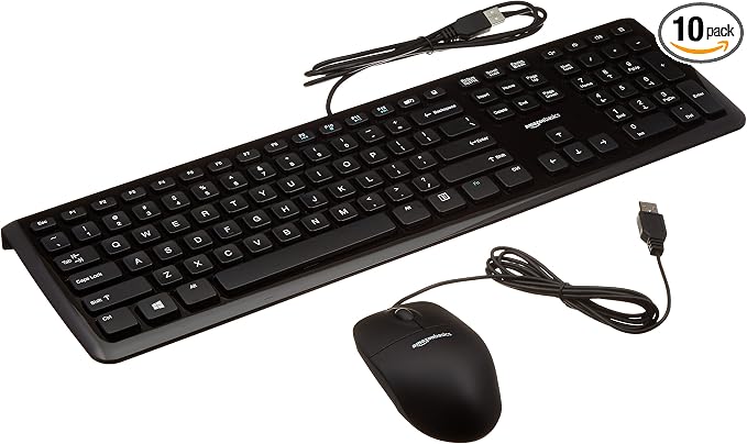 Amazon Basics Wired Computer Keyboard & Mouse by AmazonBasics