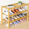 Smiry Bamboo Shoe Rack for Closet, 3 Tier Wooden Stackable Shoe Organizer by Smiry
