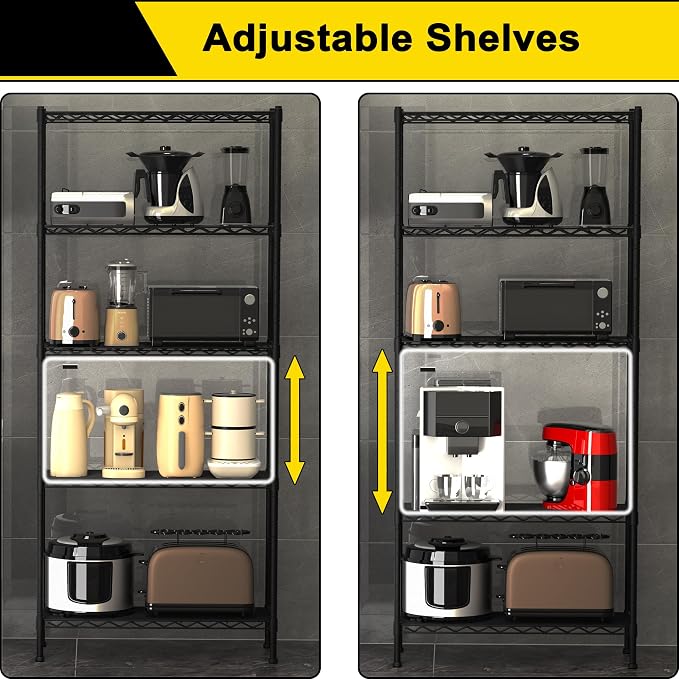GIOTORENT 5-Wire Garage Shelving Storage Shelves, Kitchen Storage Adjustable - Image 7