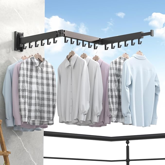 Clothes Drying Rack, Laundry Drying Rack Wall Mount, Space Saver Clothes Rack - Image 3