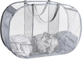 Mesh Popup Laundry Hamper 3 Compartment Sortable Horizontal Collapsible Laundry by Seiritex