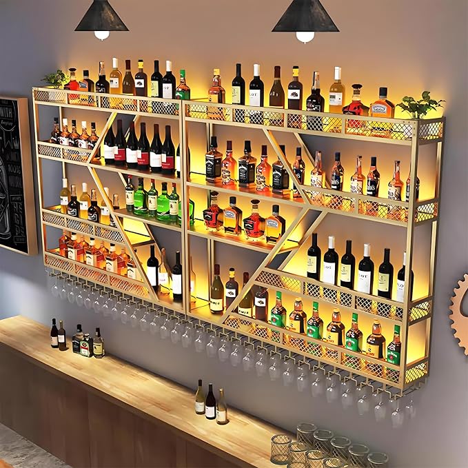 63in Metal Wine Rack Wall Mounted, Modern Wine Storage Rack Wall Mounted - Image 4