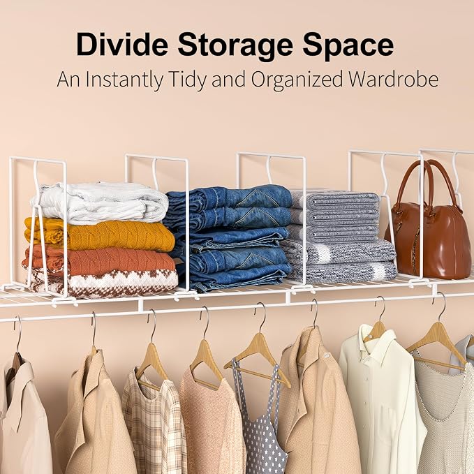 Wire Shelf Dividers for Closet: Tall 8 Pack 12-Inch Deep Adjustable Organizer - Image 3