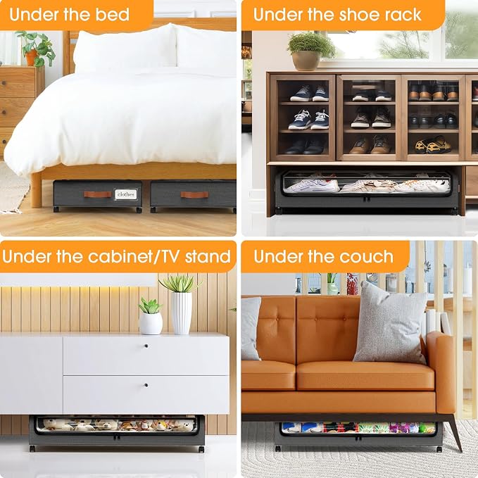 Under Bed Storage with Wheels 1Pack Storage Containers with Clear Window&Label - Image 7