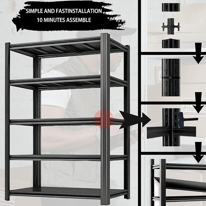 Industrial Storage Rack, Heavy-Duty Steel Shelving Unit 5-Tier - Image 7