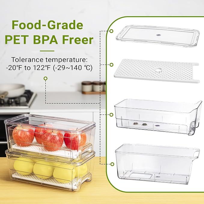 Imncya 4 Pack Fridge Organizer Drawers Bins, Fridge Storage Container - Image 8