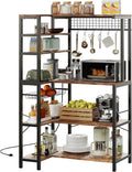 IRONCK Bakers Rack with Power Outlet, 5-Tier Corner Microwave Stand with Storage by IRONCK
