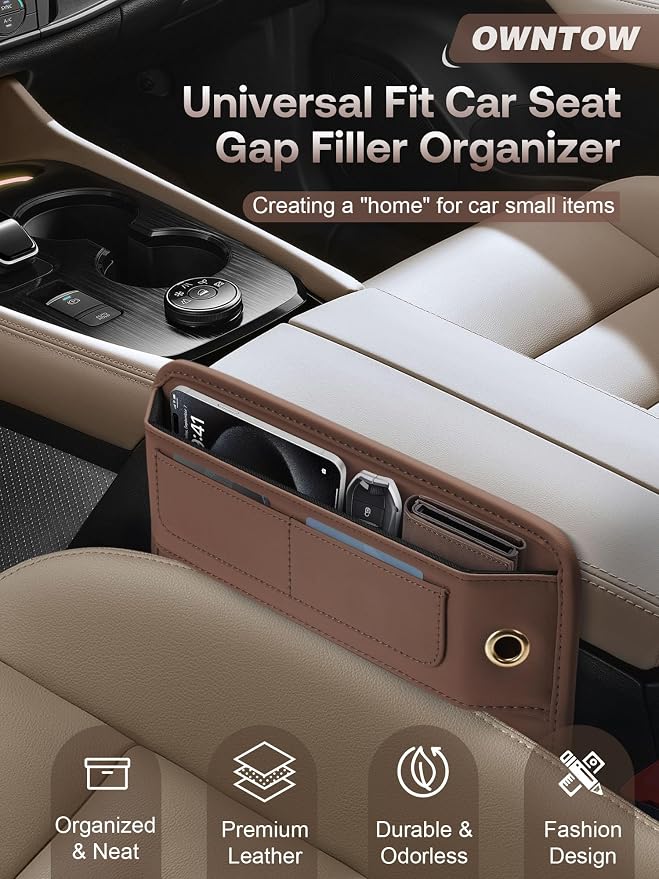 Premium Leather Car Seat Gap Filler Organizer, Universal Fit Accessories - Image 2