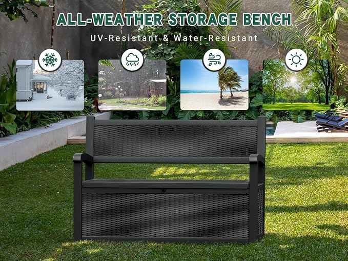 80 Gallon Outdoor Storage Box, Resin Patio Furniture - Image 4