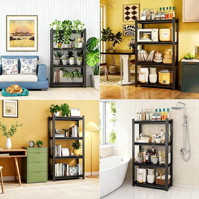4 Tier Shelf, Adjustable, Easy Assembly, Organization and Storage Shelving Unit - Image 7