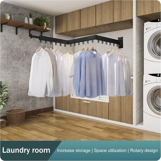 Clothes Drying Rack, Wall Mounted Space-Saver, Retractable, Collapsible - Image 6