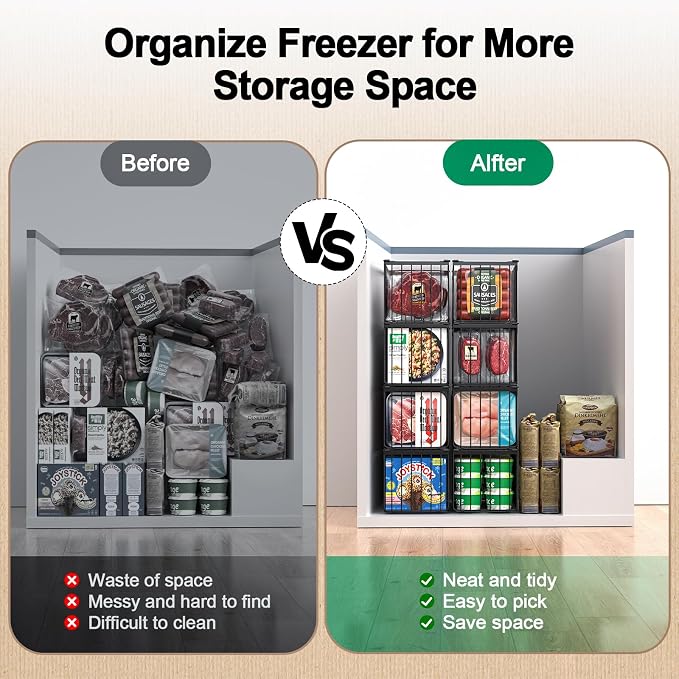 Freezer Organizer Bins, 4 Pack Stackable Deep Chest Freezer Organizer Bins - Image 6