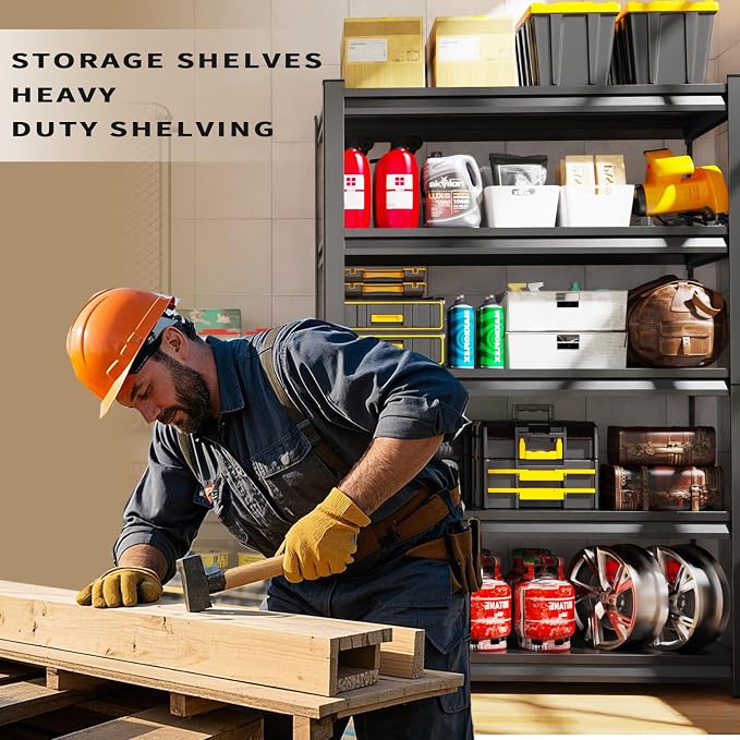 72" H/59 W Garage Shelving Heavy Duty Storage Shelves Adjustable Garage Shelves - Image 3