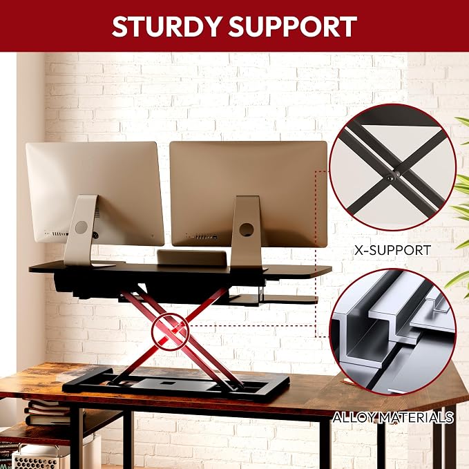 SANODESK 40" Electric Standing Desk Converter， Height Adjustable Riser - Image 5