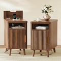 Huuger Narrow Nightstand with Charging Station, USB-C Port, Fluted End Table by Huuger