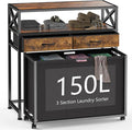 Laundry Hamper 3 Section, 150L Rolling Laundry Sorter Basket by Ollieroo