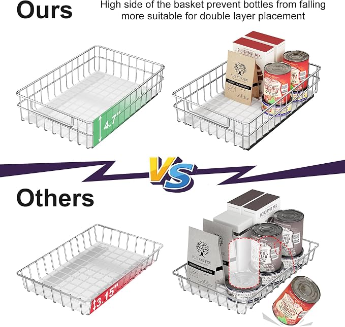 Pull out Cabinet Organizer, Stainless Steel 2-Pack Slide out Drawer - Image 6