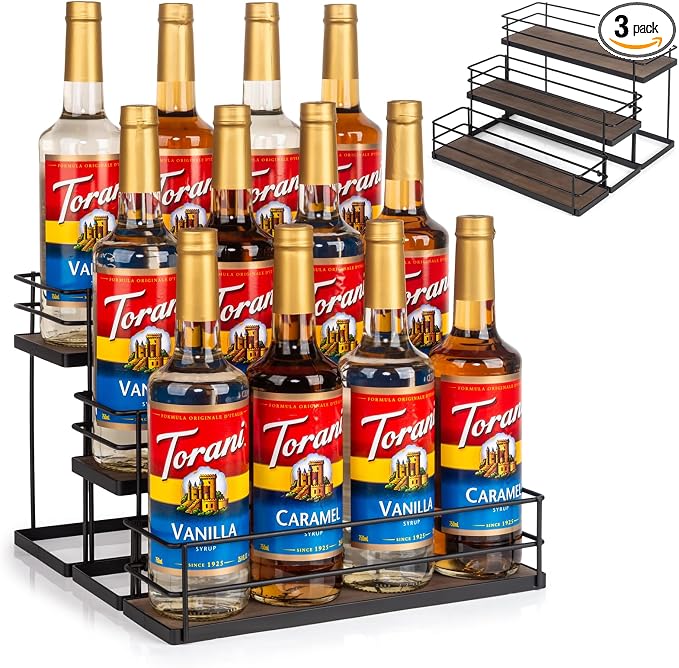 12 Bottle Capacity Coffee Syrup Organizer 3 Tier Coffee Syrup Stand Shelf by kimilus