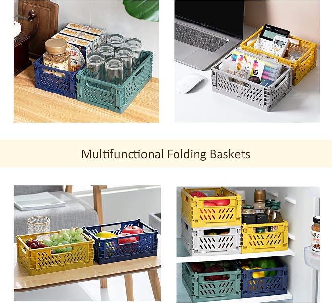 Domiella 2-Pack Crates for Storage, Storage Crates Plastic Stackable, Foldable - Image 7