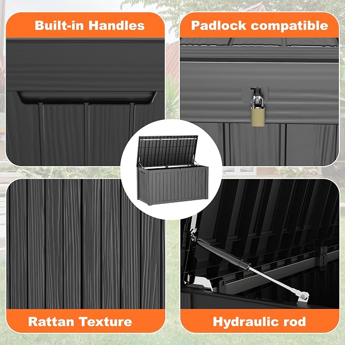 150 Gallon Deck Box, Resin Outdoor Storage Box - Image 3