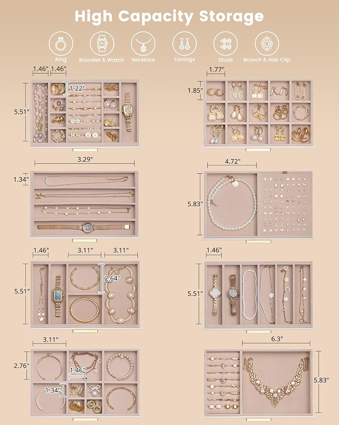 Lolalet Jewelry Box Organizer, 8-Layer Jewelry Organizers and Storage Case - Image 4