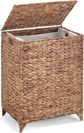 Large Laundry Hamper with Lid, Handwoven Hyacinth Rattan Clothes Hamper with by LGENHOOMHandwovenNaturalWaterHyacinthBasket