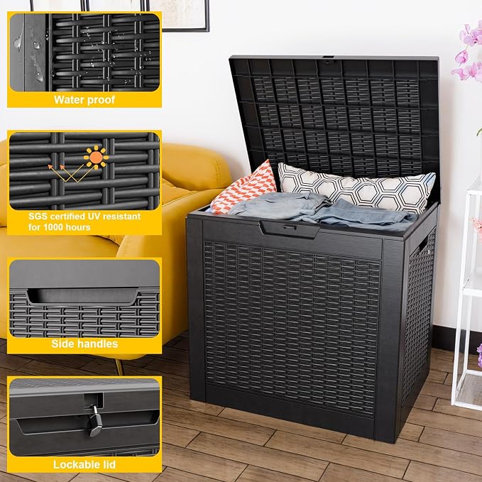 31 Gallon Waterproof Outdoor Resin Deck Box - Image 2