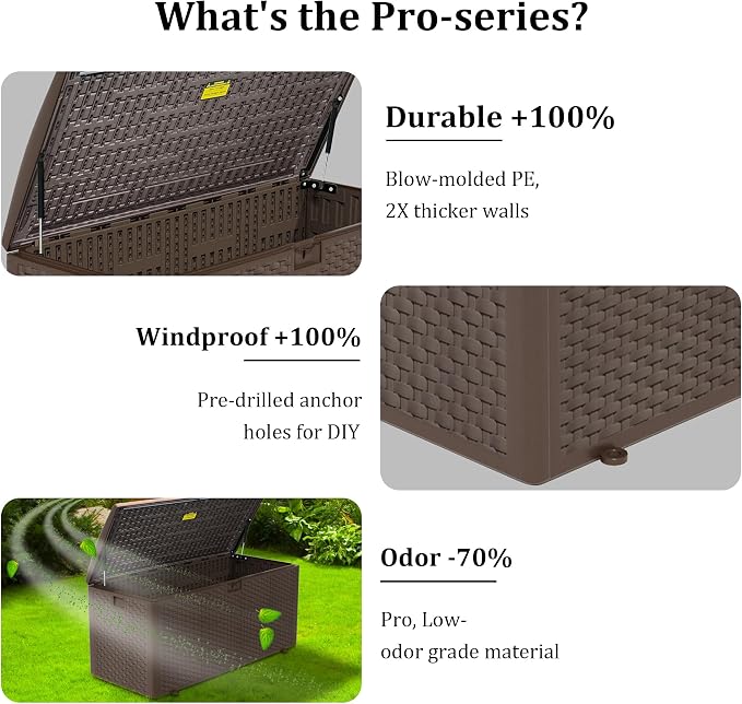 180 Gallon Pro Outdoor Storage Box Waterproof Lockable Resin Deck Box Large - Image 7