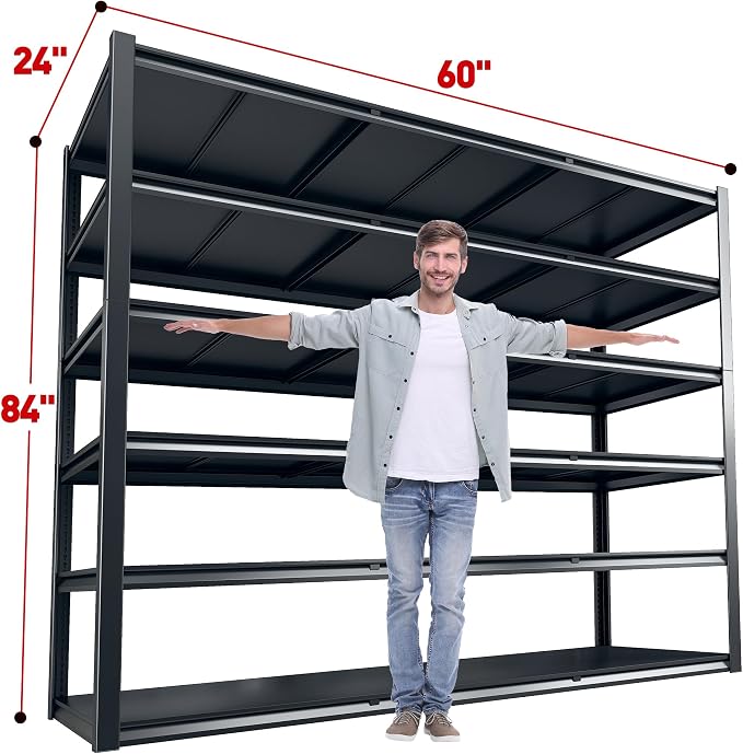 REIBII 60 "W Storage Shelves Heavy Duty, 6 Tier Garage Shelving, 3500 LBS - Image 3