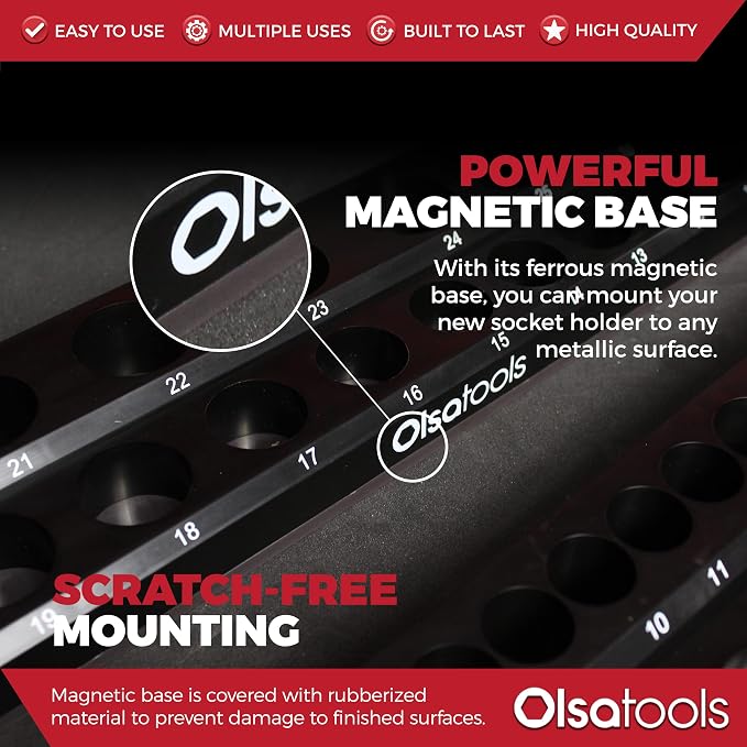 Olsa Tools Magnetic Socket Organizer | 3 Piece Socket Holder Kit | 1/2-Inch - Image 4