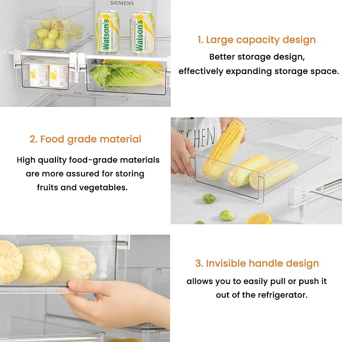 vacane Large Fridge Under Shelf Drawer, Pull Out Refrigerator Drawer Organizer - Image 4