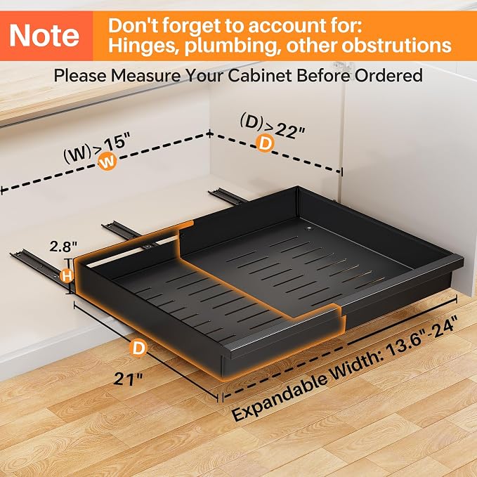 Pull out Cabinet Organizer, Adjustable Full-Extension Adhesive Roll out Shelves - Image 4
