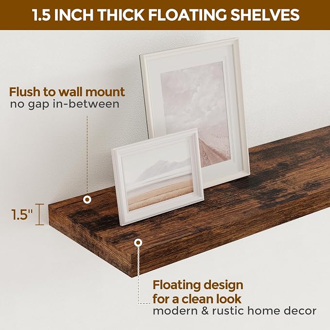 48 Inch Floating Shelves, 9.3 Inch Deep Floating Shelf - Image 5