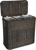 The Basket Lady 3-Compartment Wicker Laundry Sorter Hamper, 30 in L x 15 in W x by TheBasketLady