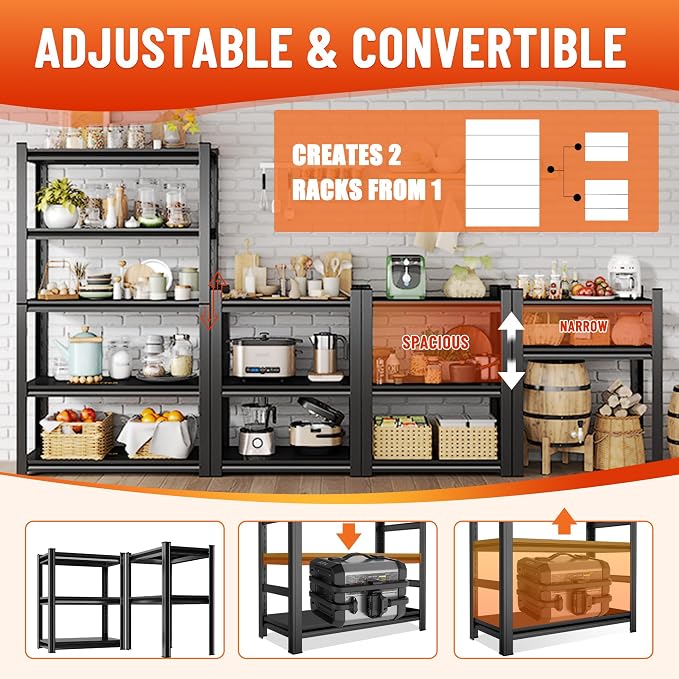 4-Tier Metal Storage Shelves, Adjustable Heavy Duty Shelving Units, Kitchen - Image 6
