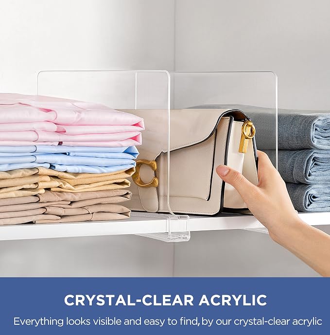 HBlife 7 Pack Clear Shelf Dividers, Vertical Purse Organizer - Image 3