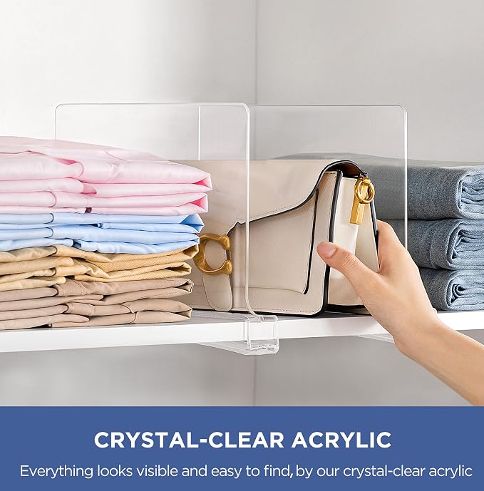 HBlife 3 Pack Clear Shelf Dividers, Vertical Purse Organizer - Image 4