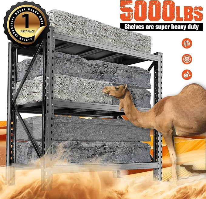 Heavy Duty Garage Shelving Units, 5000LBS Deep Storage Shelves, Adjustable - Image 3