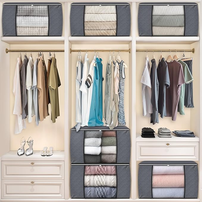 Fab totes 24 Gallons Clothes Storage, Foldable Thick Fabric Blanket Storage Bags - Image 6