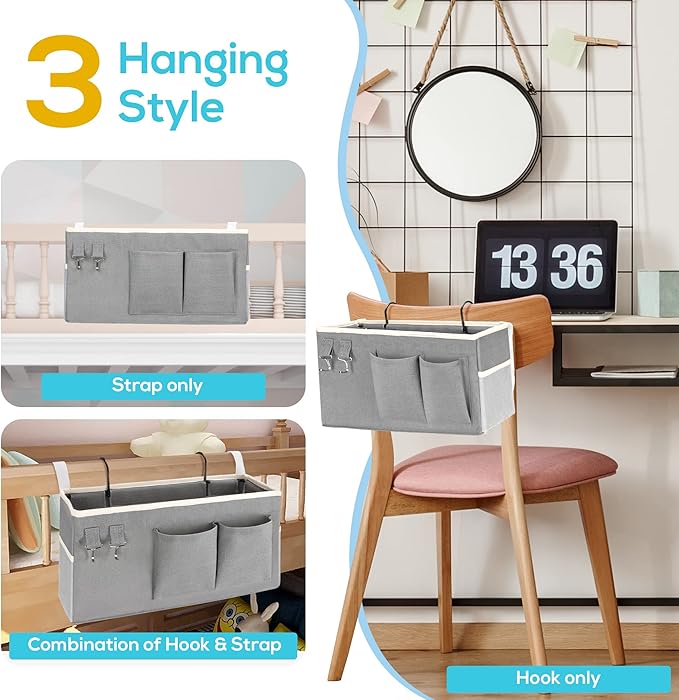 1pcs Bedside Caddy Hanging Storage Bag, Organizer Baskets - Image 4