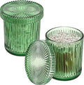 2 Pack Glass Qtip Holder with Lid, Qtip Dispenser Bathroom Storage Jars- Glass by Unknown