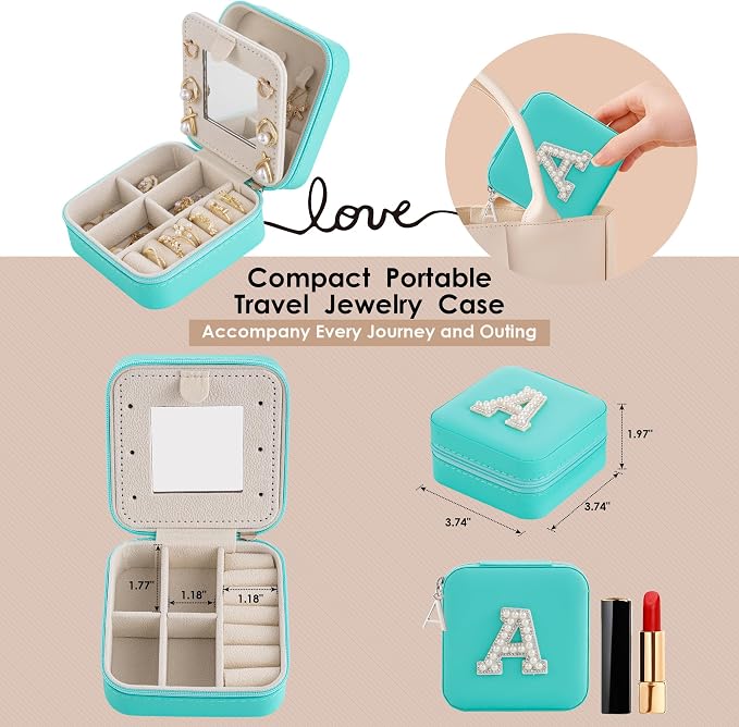 Initial Jewelry Box, Travel Jewelry Case, Mother's Day Gift - Image 4