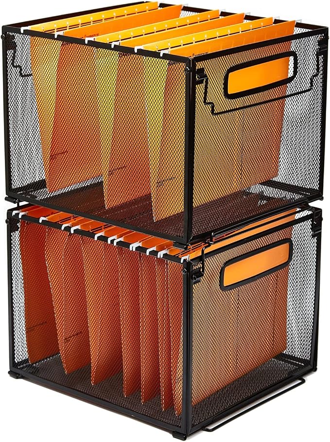SETTFRFE 2 Pack File Organizer, Metal File Crates - Image 4