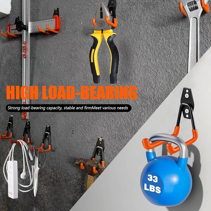 Heavy Duty Garage Storage Hooks, 2 Pack Utility Steel Garage Tool Organizer - Image 4