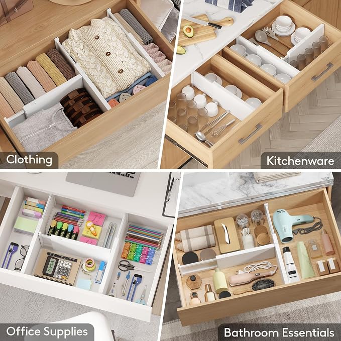 Lifewit 16 Pack Drawer Dividers Plastic 6" High, 13.5-22" Adjustable Drawer - Image 8