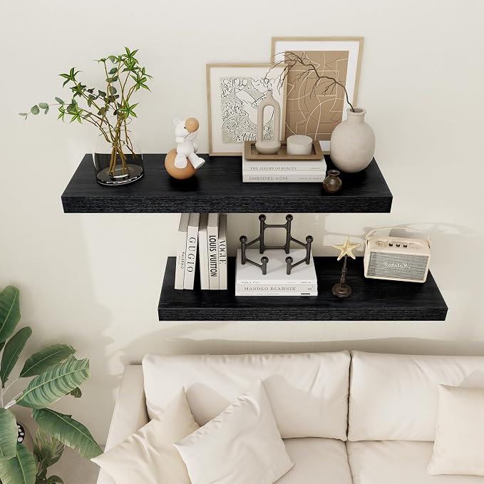 Black Floating Shelves 36 Inch Long, 12 Inch Deep Floating Shelves - Image 6
