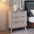 T4TREAM Fluted 3 Drawer Dresser, Curved Profile Design, Wood Drawer Organizer by T4TREAMFurniture
