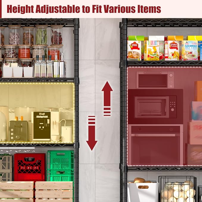 PrimeZone 2 Packs 55.5" W x 24" D x 80" H Heavy Duty Wire Storage Shelves - Image 5