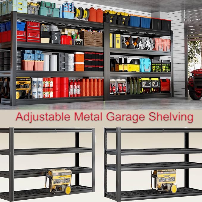 68" Wide Heavy Duty Garage Shelving Units, 4-Tier Deep Storage Shelves - Image 5